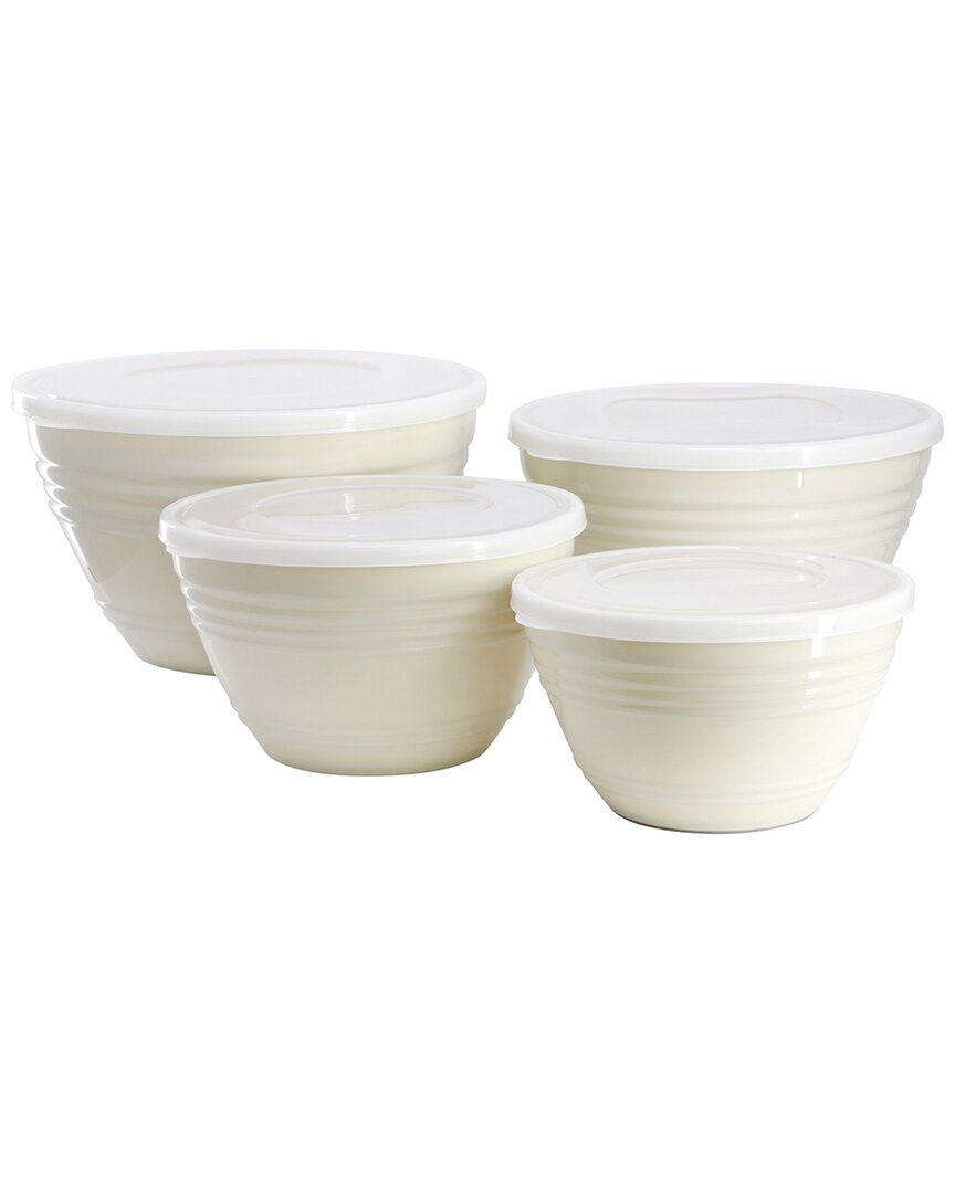 Martha Stewart 8pc Plastic Storage Bowl Set With Lids In White