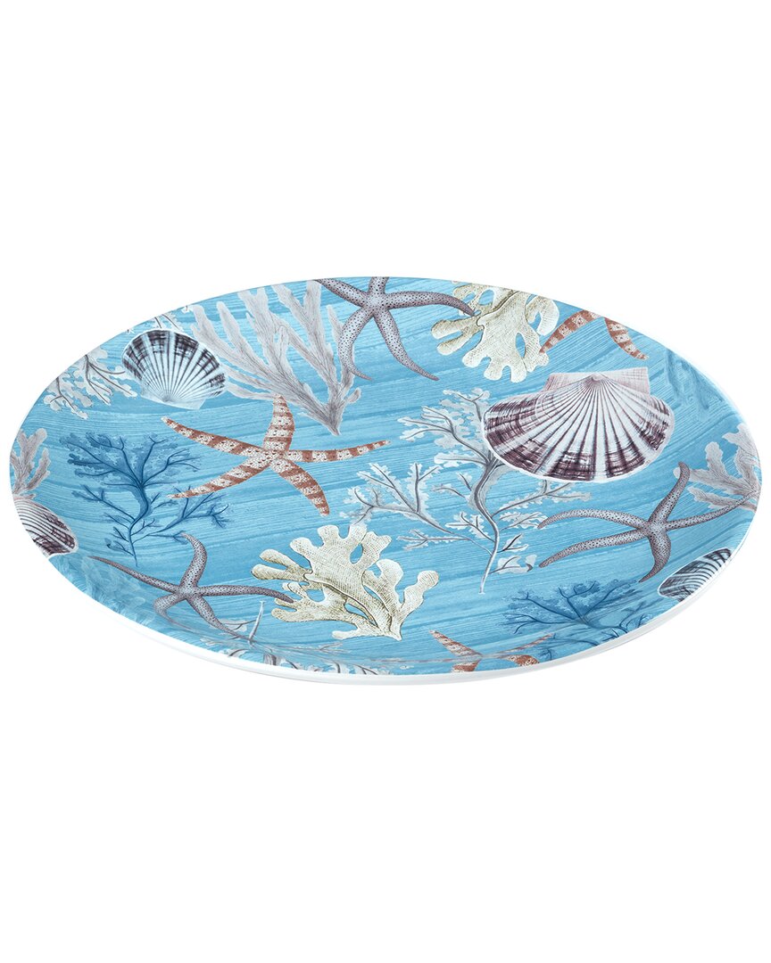 Certified International Beyond The Shore Round Platter In Blue