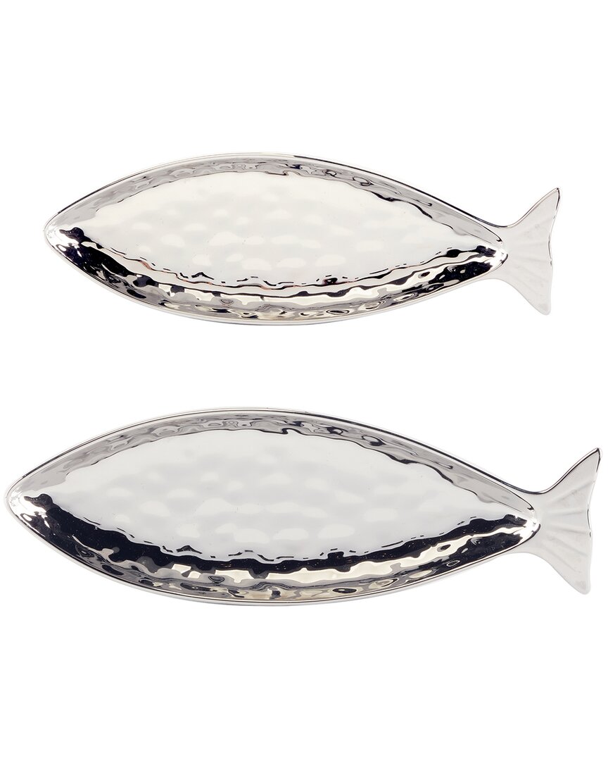 Certified International Silver Coast 3d 2pc Fish Platter Set In Metallic