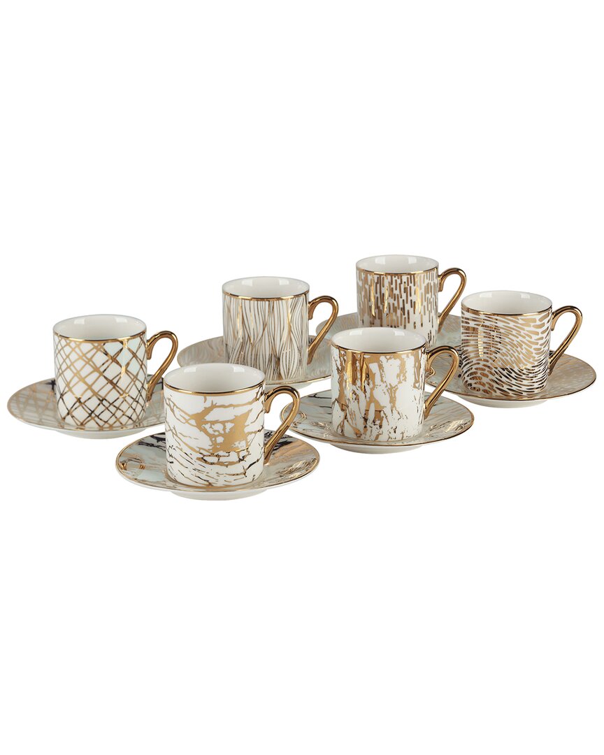 Certified International Matrix Espresso Cups & Saucers Set, Service For 6