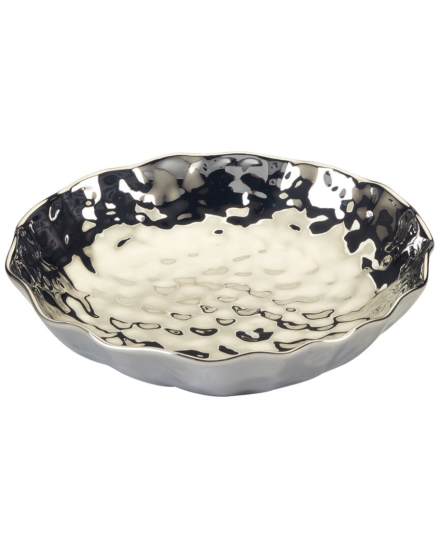 Certified International Silver Coast Serving Bowl In Gray