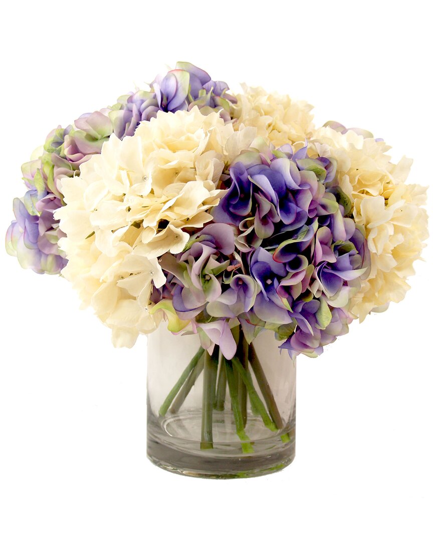 Creative Displays Purple & Cream Hydrangea Arrangement In Glass Vase