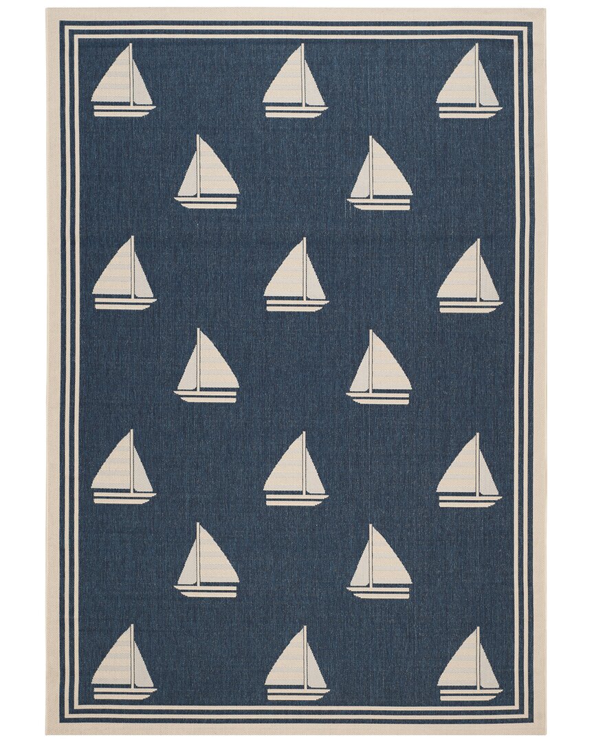 Safavieh Dnu Courtyard Polypropylene & Polyester Rug In Blue