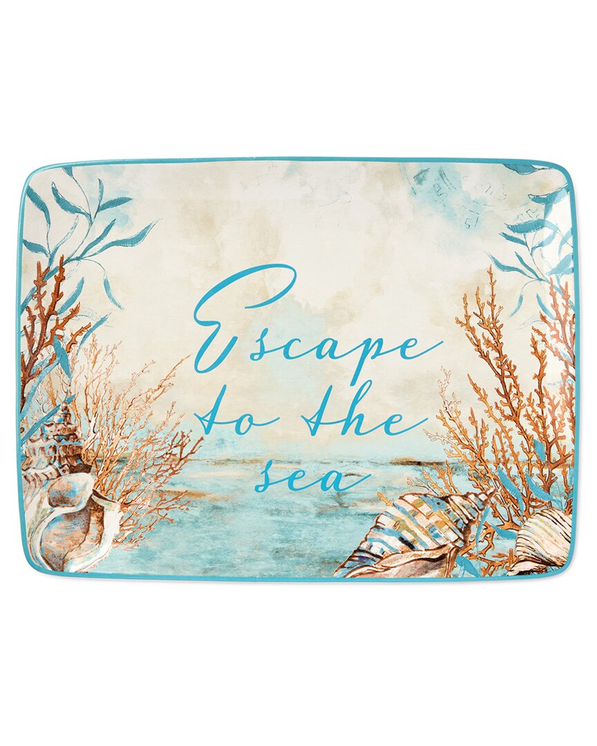 Certified International Escape To The Sea Rectangular Platter