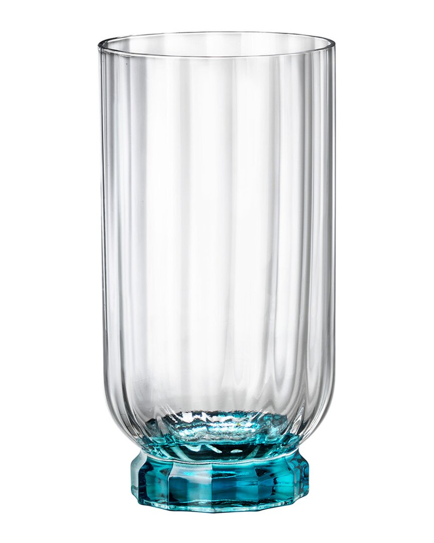 BORMIOLI ROCCO BORMIOLI ROCCO SET OF 4 FLORIAN 14.5OZ BLUE BEVERAGE DRINKING GLASSES