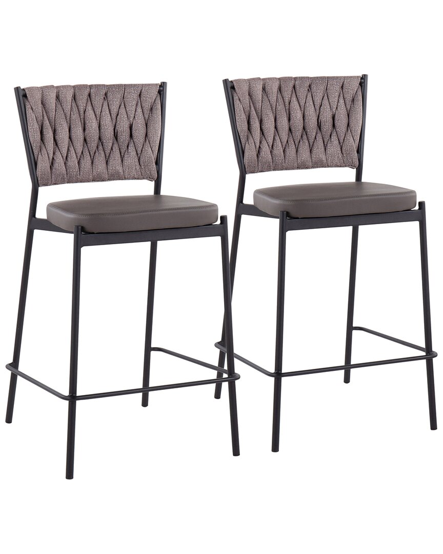Lumisource Set Of 2 Braided Tania Counter Stools In Black