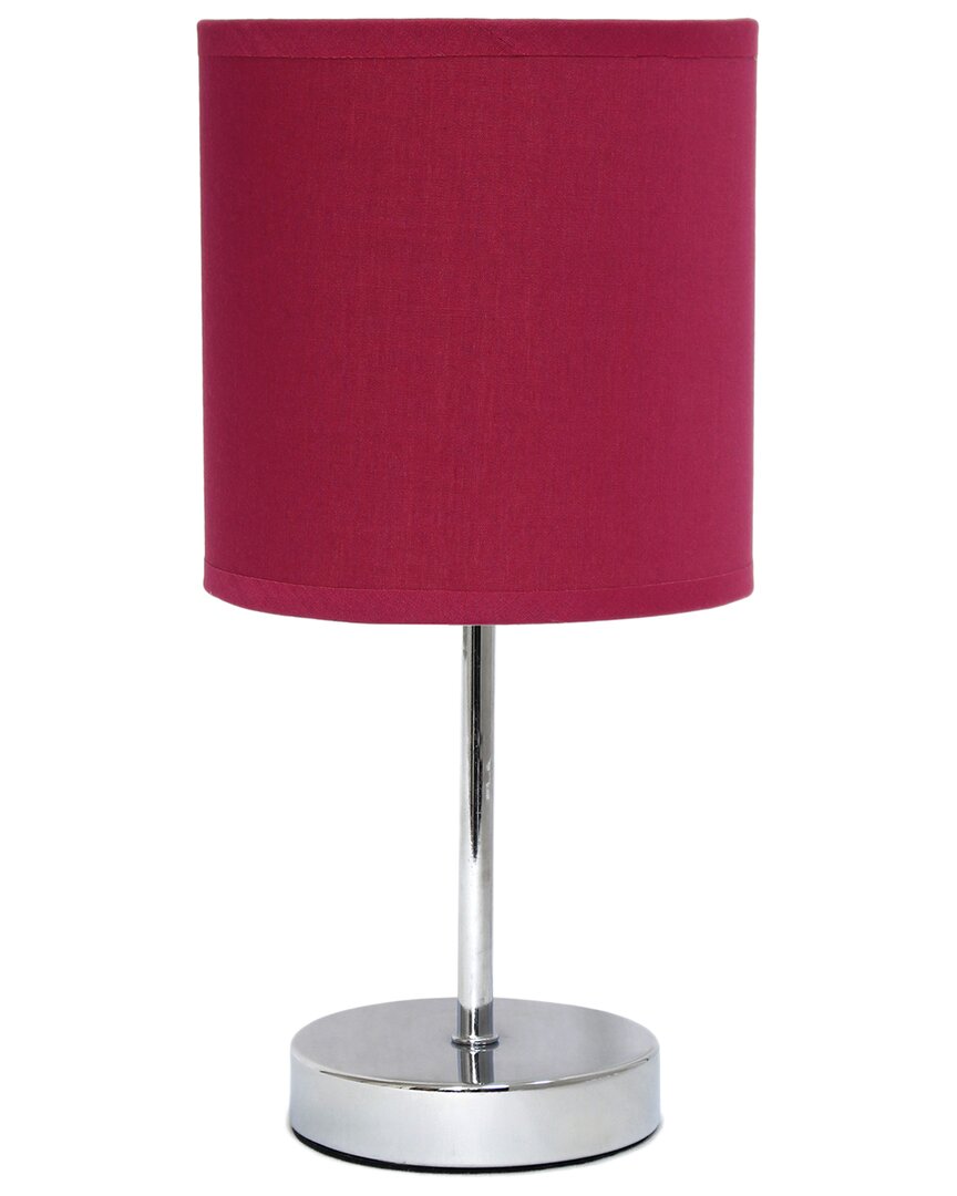 Lalia Home Laila Home Chrome Mini Basic Table Lamp With Fabric Shade In Red