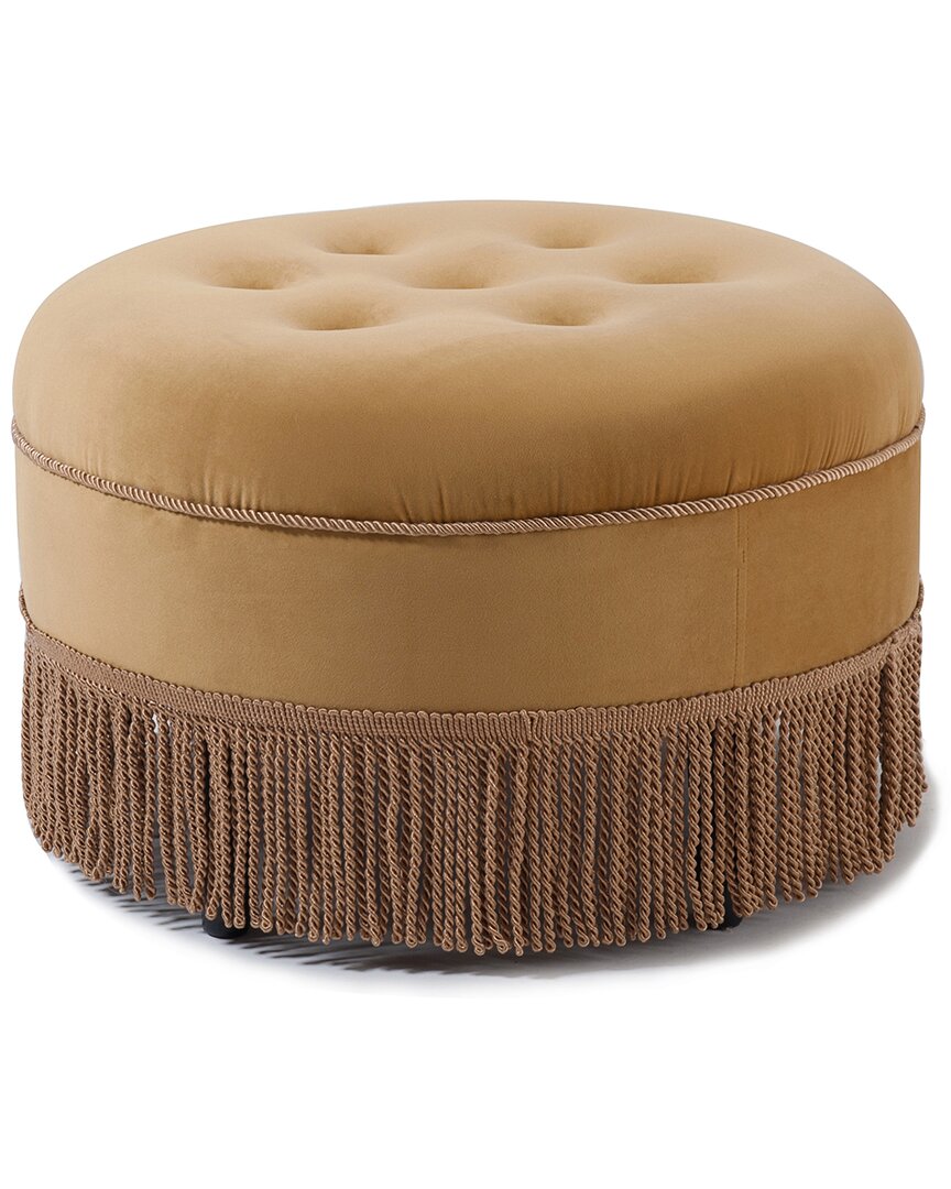 Jennifer Taylor Home Yolanda Upholstered Round Accent Ottoman In Gold