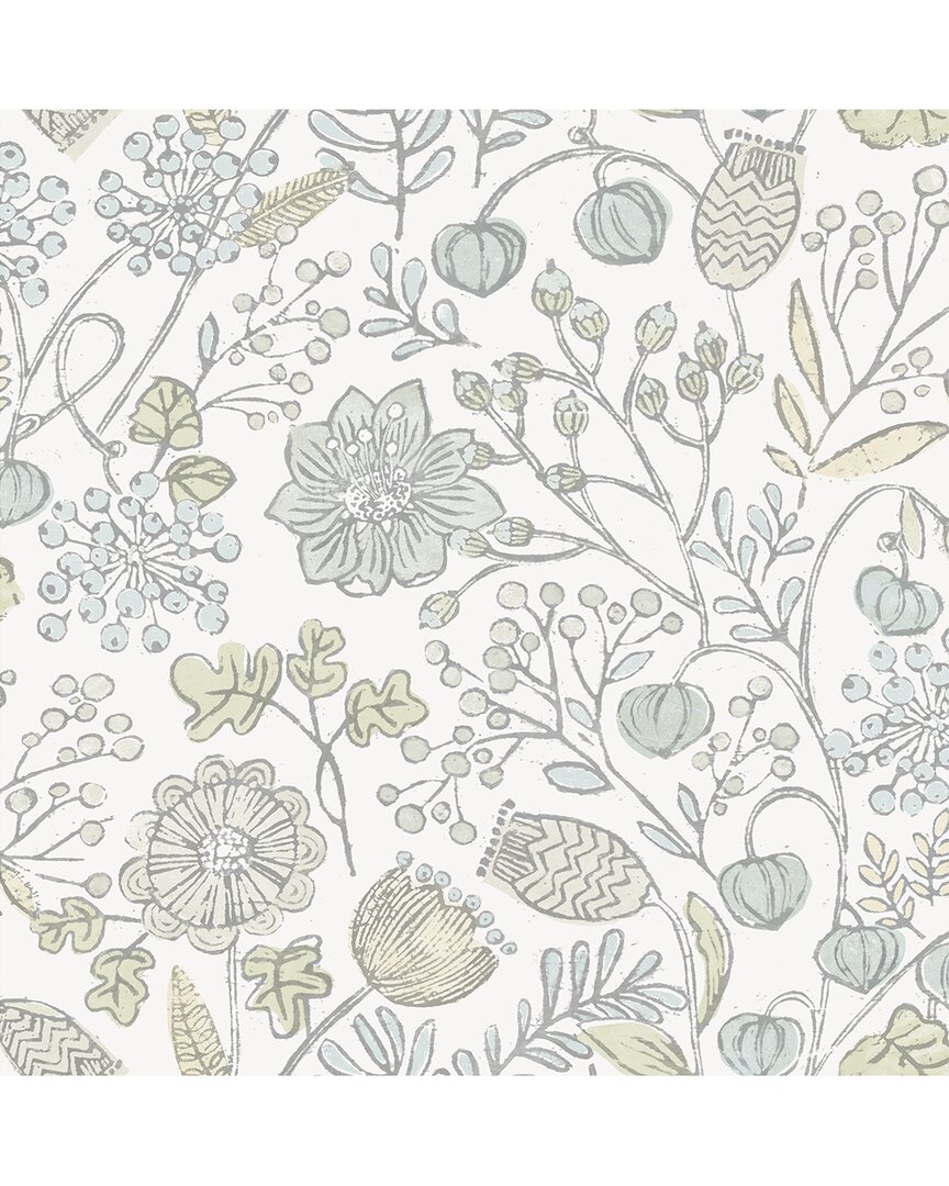 Shop Nuwallpaper Blue And Green Southern Trail Peel & Stick Wallpaper