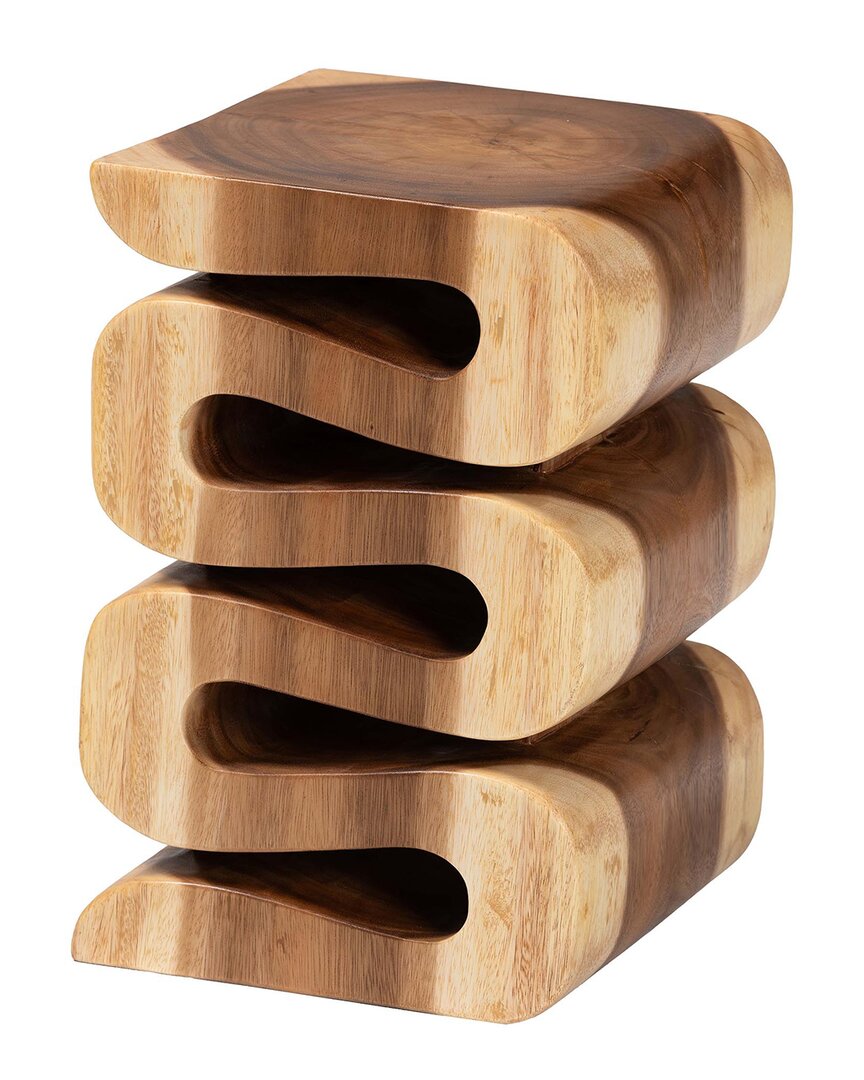 Baxton Studio Eliada Hand-carved Suar Wood Side Table