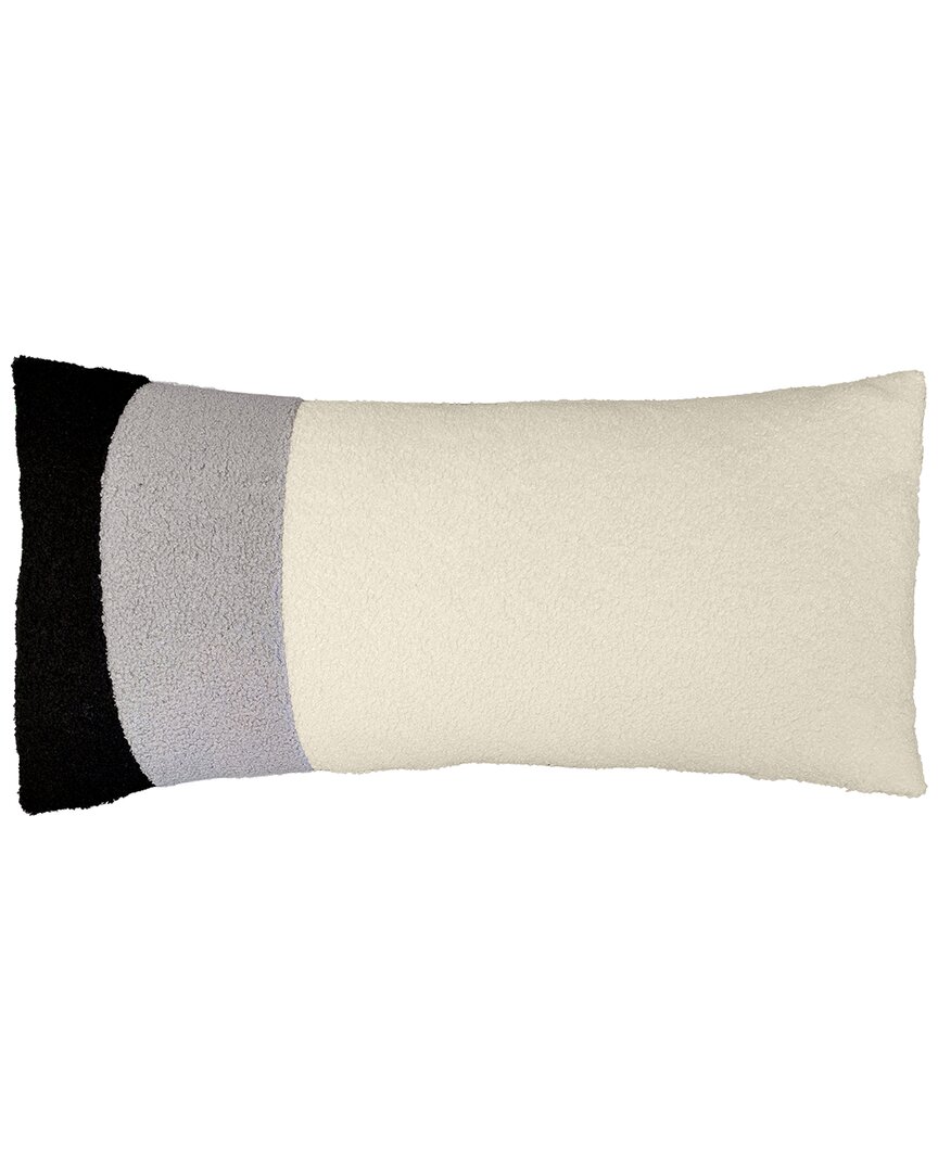 Shop Edie Home Edie@home Colorblock Sherpa Racing Stripes Decorative Pillow In Black