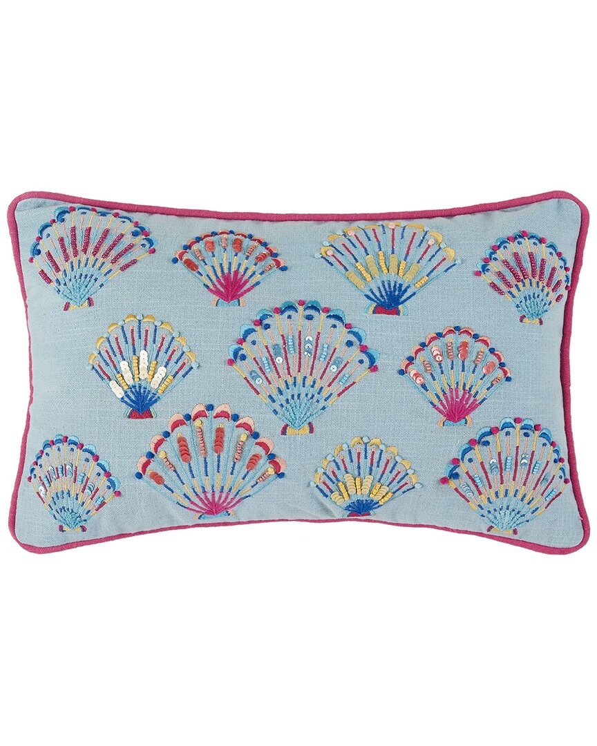 Peking Handicraft Tropical Shell Embroidered Pillow