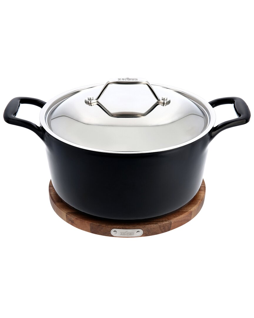Shop All-clad Cast Iron 6qt Dutch Oven With Round Trivet In Black