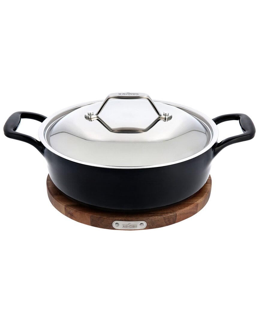 Shop All-clad Cast Iron Deep Skillet With Round Trivet In Black