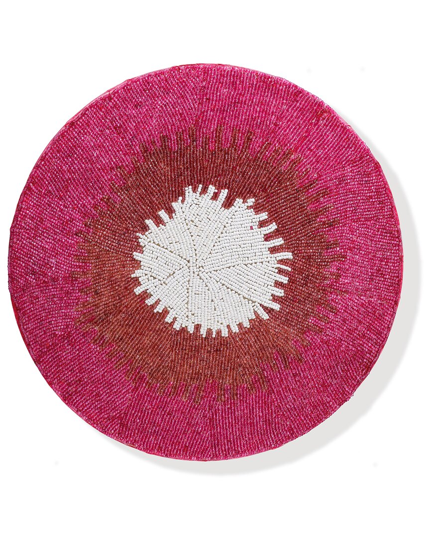 Tiramisu Fuchsia Solar Beaded Charger In Pink