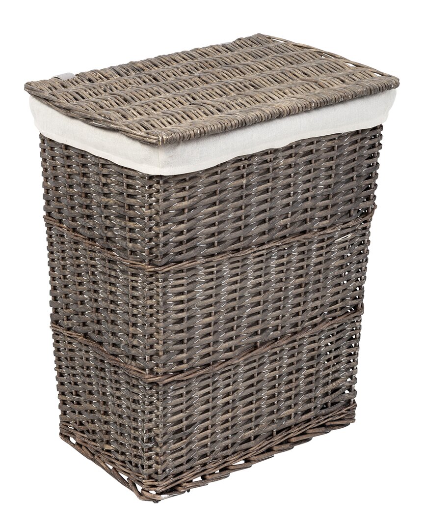 Honey-can-do 7-piece Split Willow Woven Bathroom Storage Basket Set In Grey