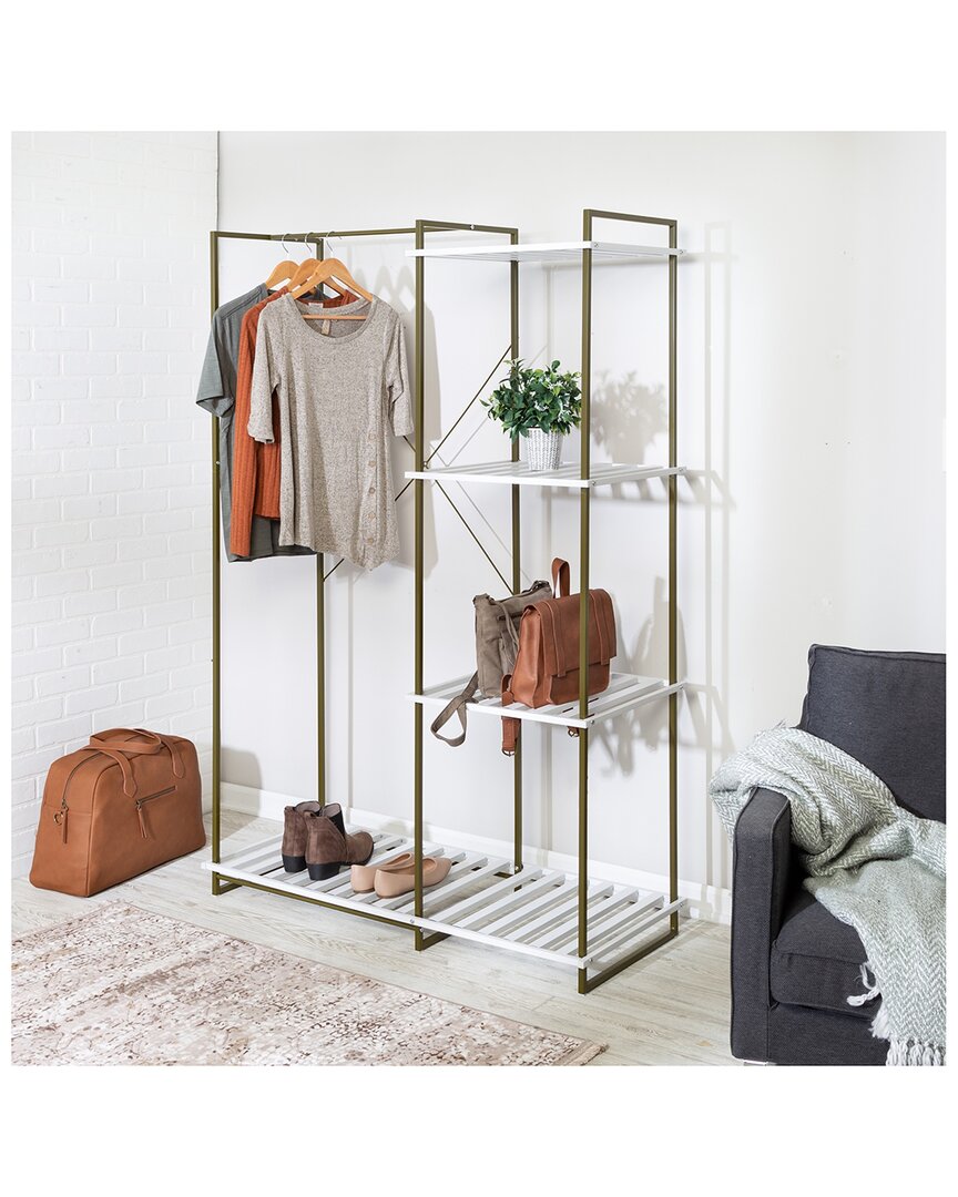 Honeycando Freestanding Open Metal Closet Wardrobe In Olive ModeSens