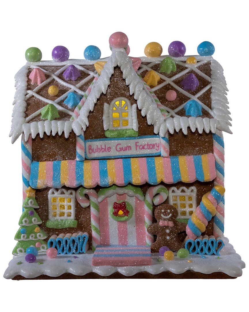 Kurt Adler 8.07-inch Battery Operated Led Lighted Gingerbread Bubblegum Factory