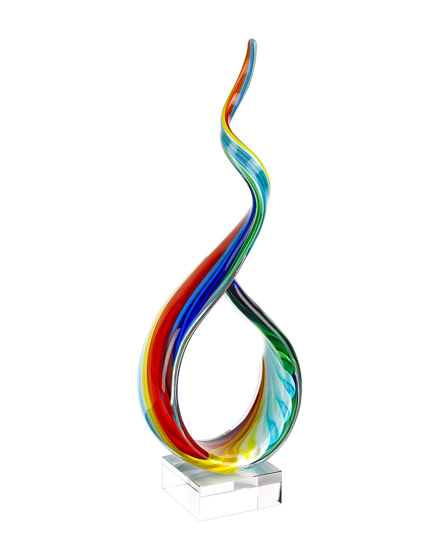 Badash Crystal Rainbow Ribbon Murano Style Art Glass Centerpiece