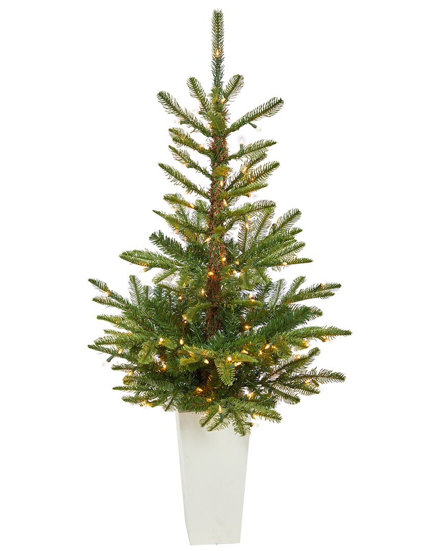 Shop Nearly Natural 4.5ft Layered Washington Spruce Artificial Christmas Tree In Green