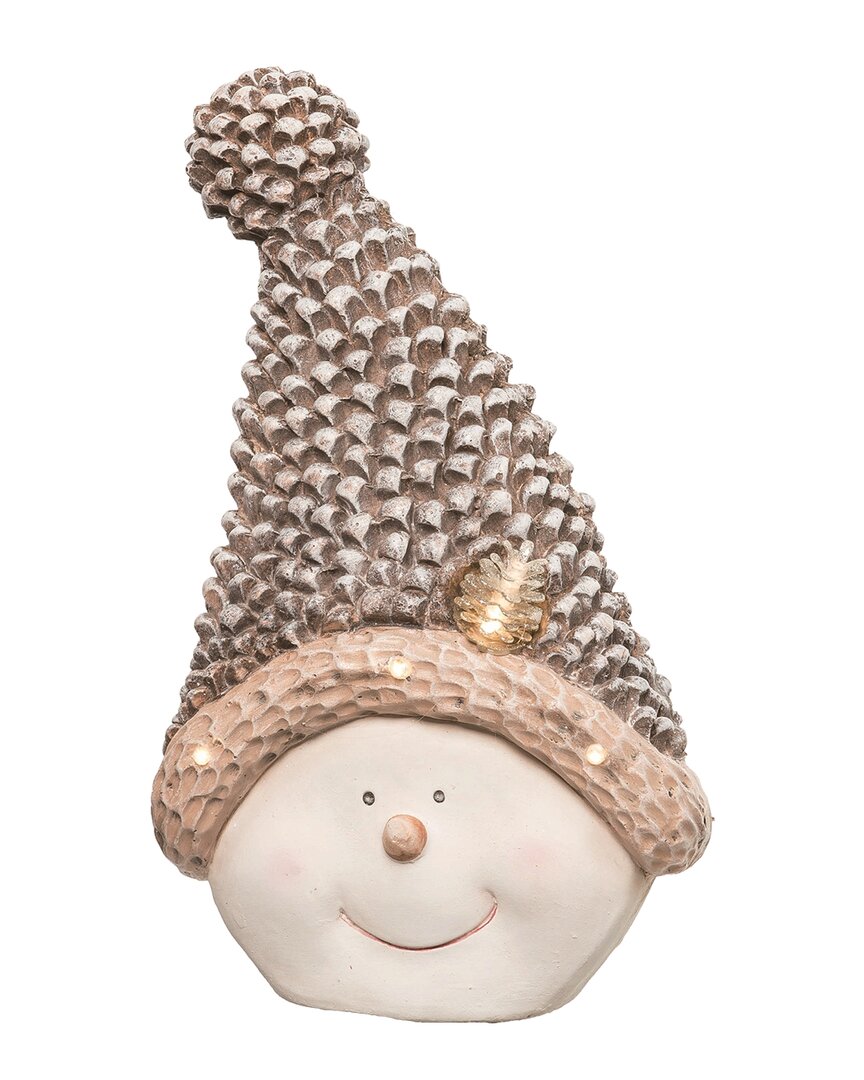 Shop Transpac Resin White Christmas Light Up Pinecone Hat Snowman Decor