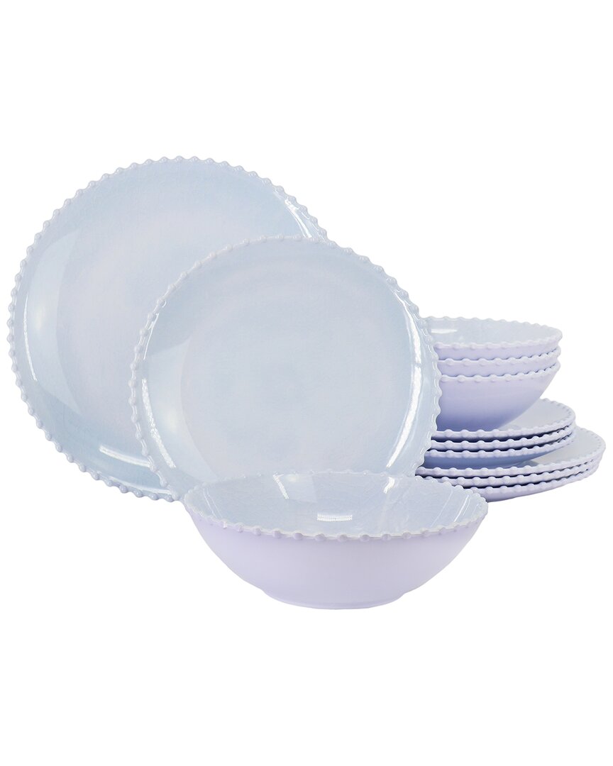 MARTHA STEWART MARTHA STEWART 12PC MELAMINE EMBOSSED DOTS DINNERWARE SET 