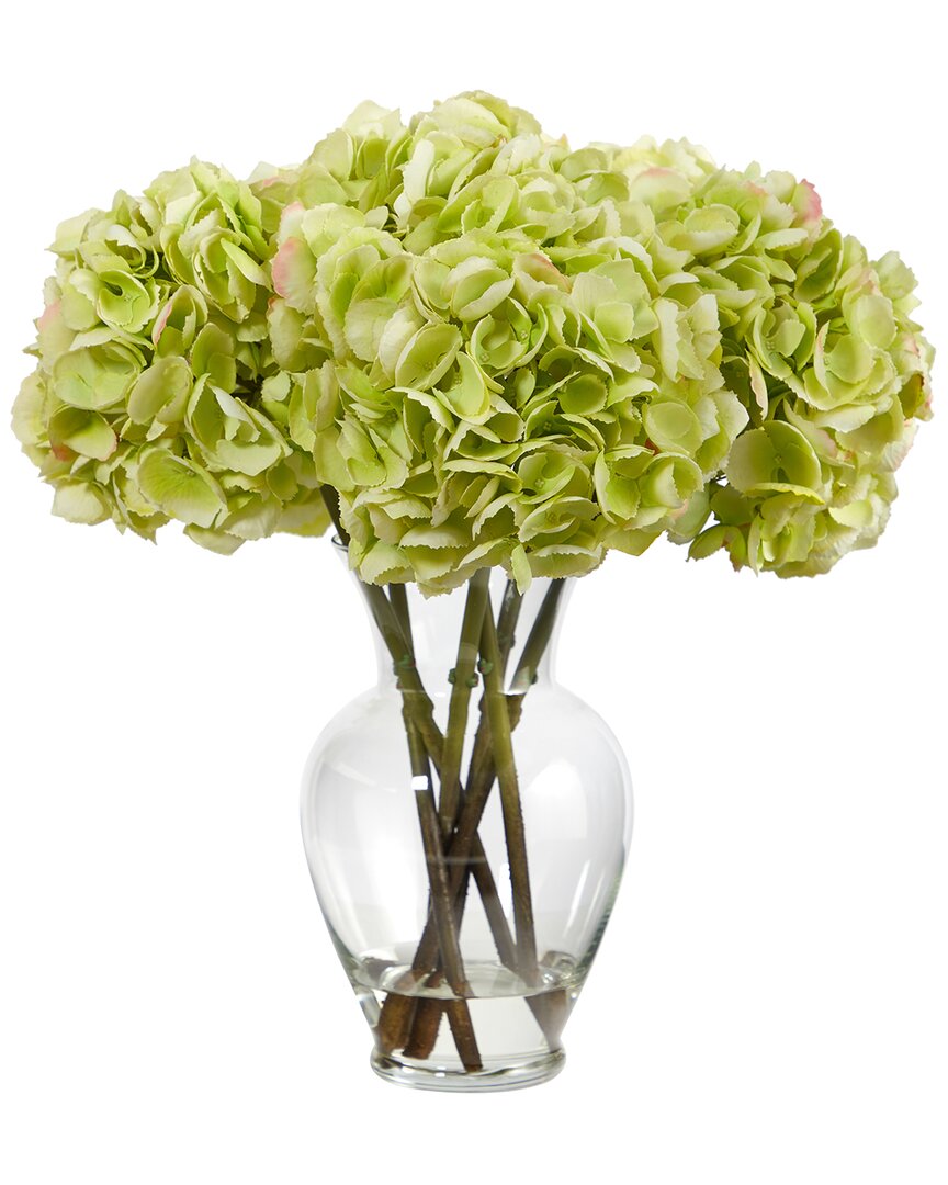 NEARLY NATURAL NEARLY NATURAL 18IN HYDRANGEA ARTIFICIAL ARRANGEMENT IN GLASS VASE