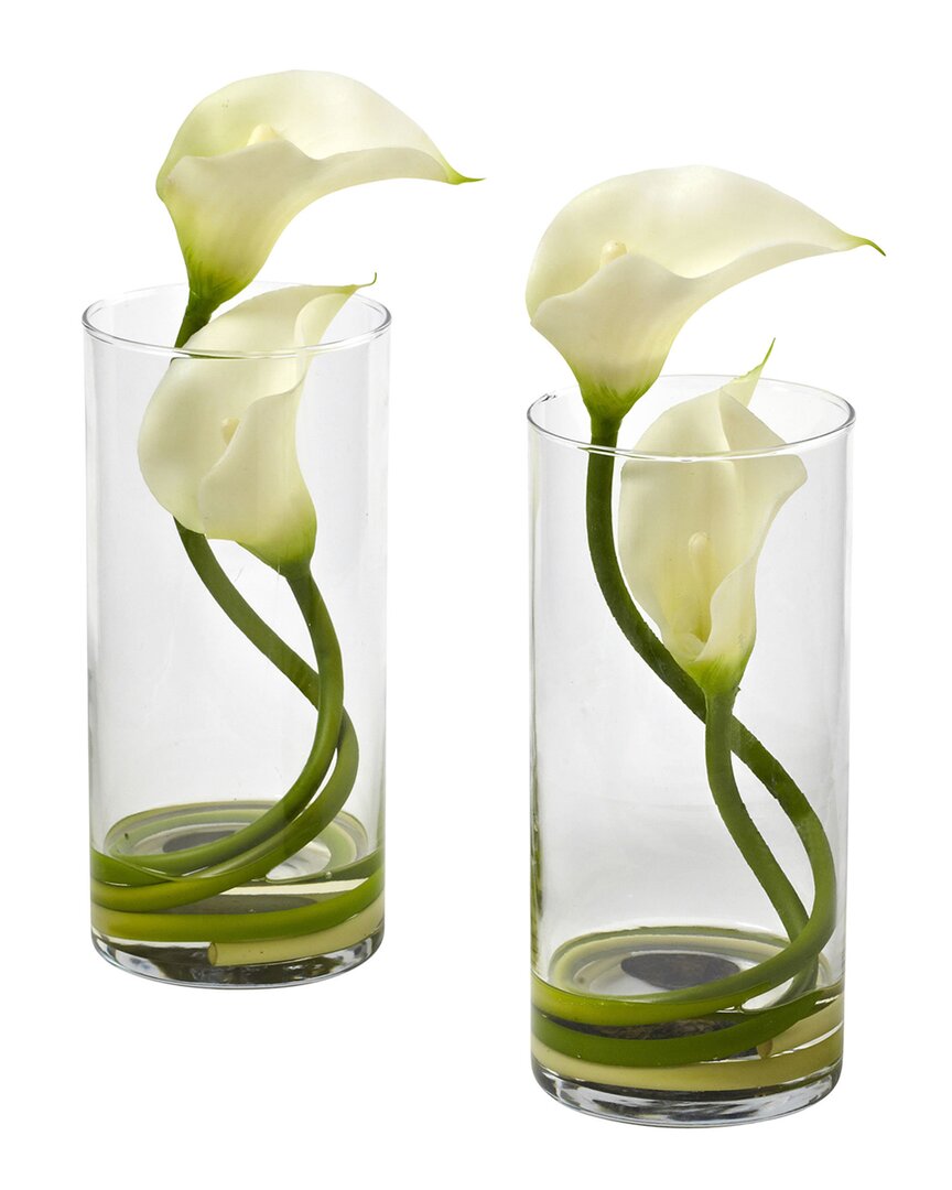 NEARLY NATURAL NEARLY NATURAL SET OF 2 DOUBLE CALLA LILY WITH CYLINDER 