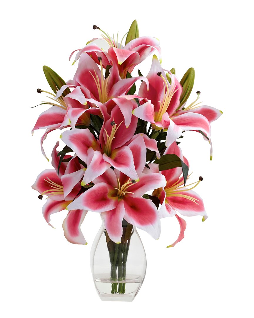 NEARLY NATURAL NEARLY NATURAL RUBRUM LILY WITH DECORATIVE VASE 