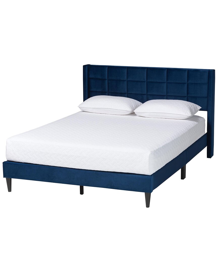 Baxton Studio Payne Modern Glam Velvet & Wood Queen Bed