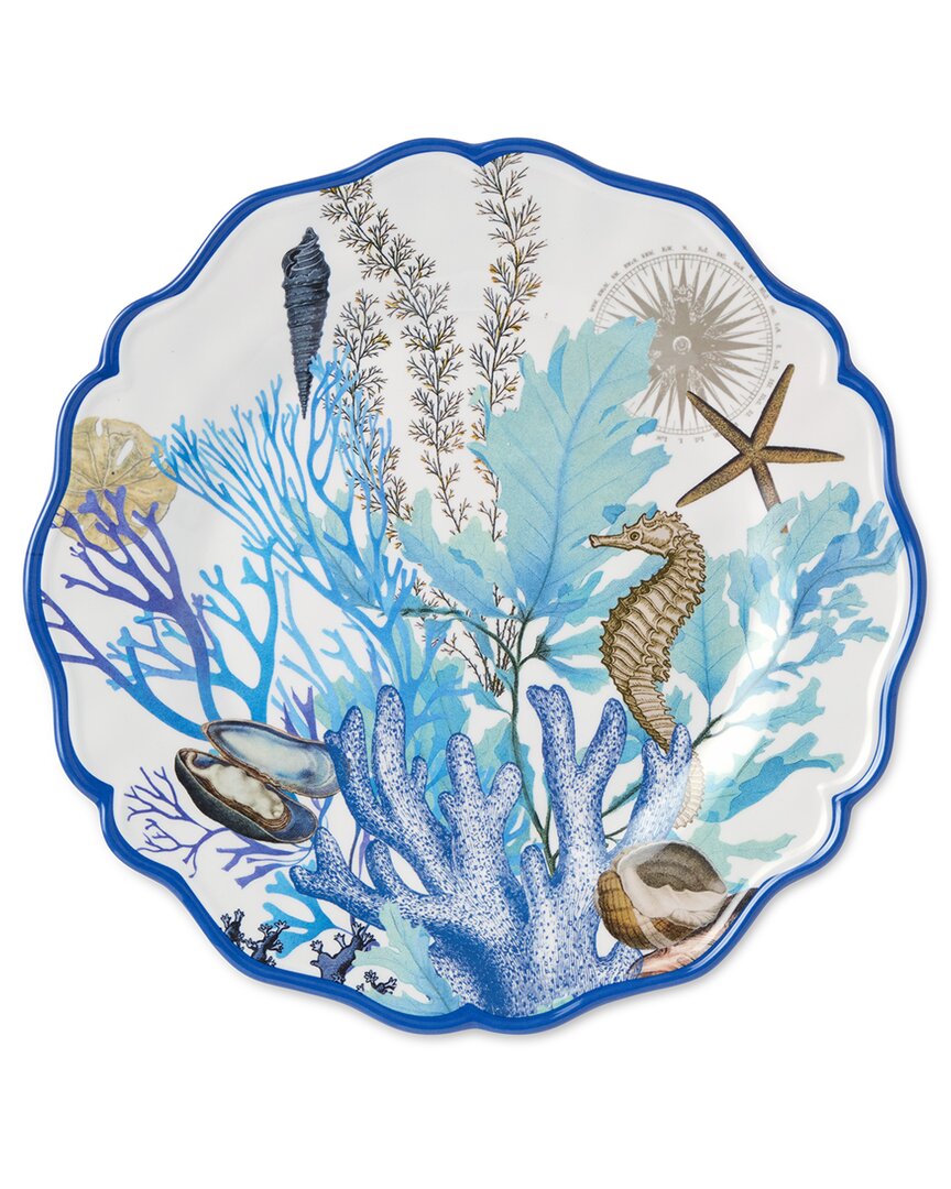Certified International Set Of 4 Blue Lagoon Melamine Dinner Plates