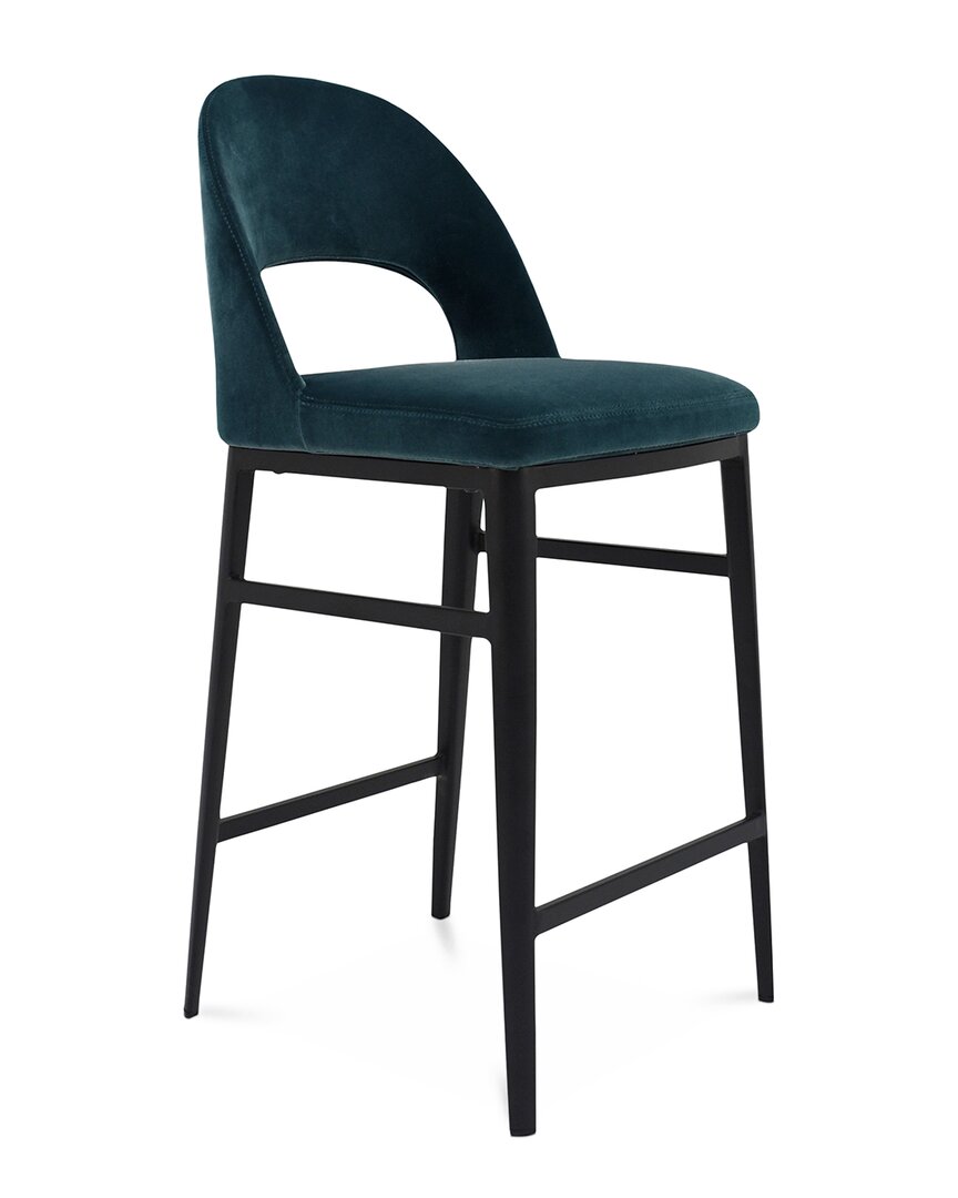 Shop Moe's Home Collection Roger Velvet Counter Stool In Green