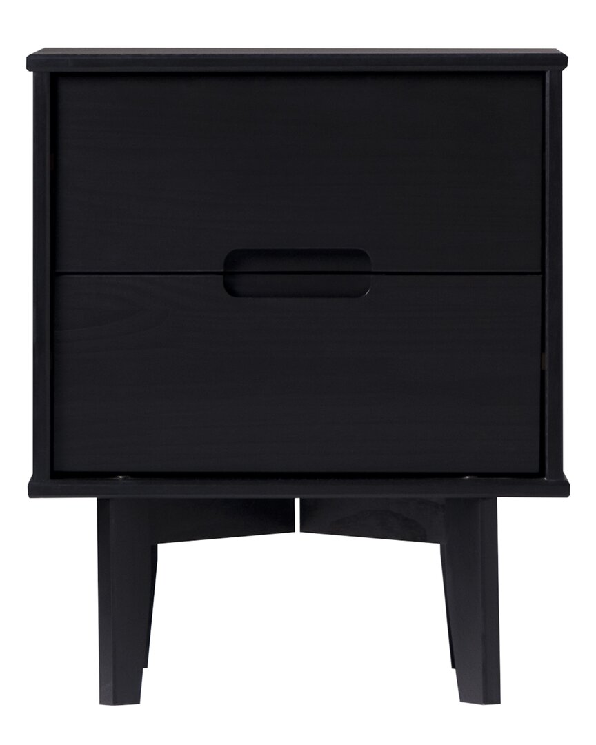 Walker Edison 2-drawer Groove Handle Solid Wood Nightstand In Black