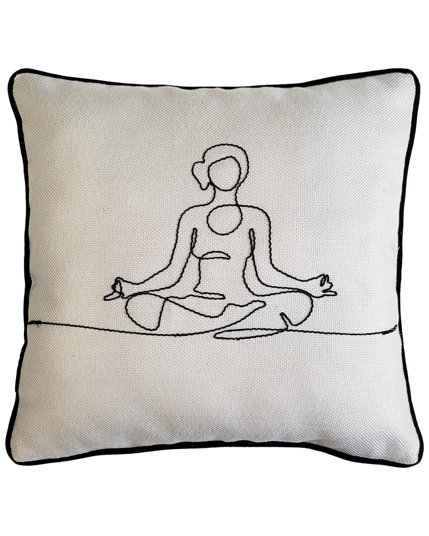 Edie Home Namaste Linework Embroidered Decorative Pillow In Grey