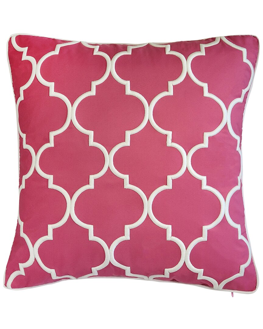 Edie Home Edie @ Home Indoor/outdoor Oversized Embroidered Quatrefoil Decorative Pillow