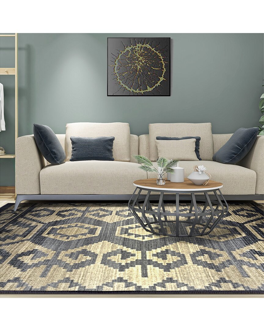 Superior Decklan Machine Washable Traditional Floral Rug In Blue