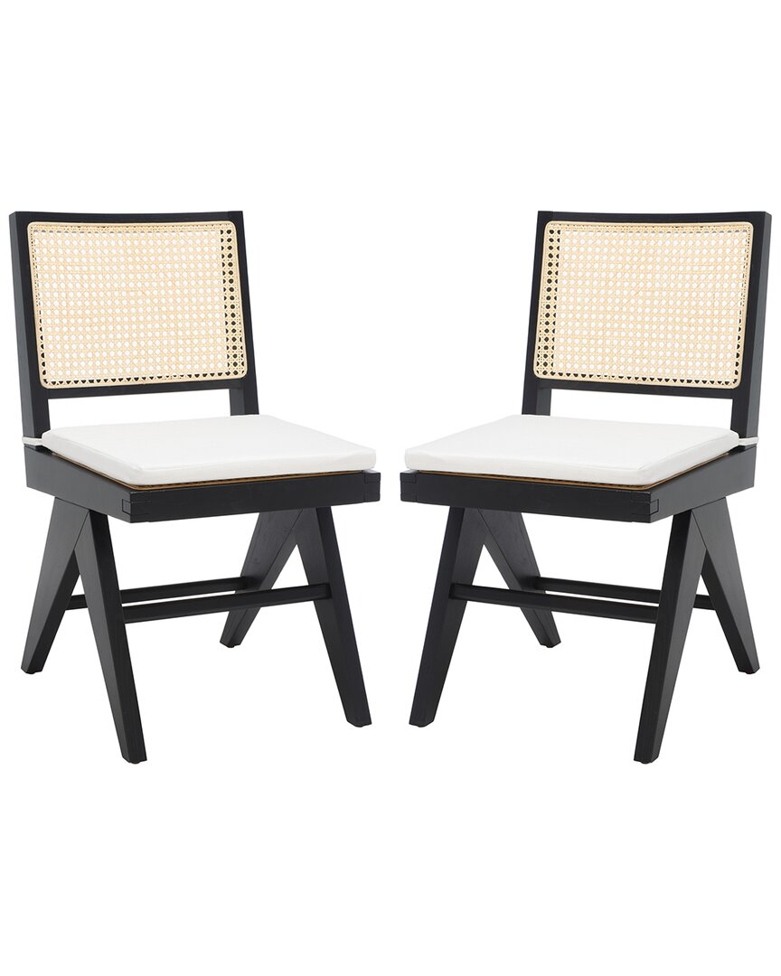 Safavieh Couture Colette Set Of 2 Rattan Dining Chairs In Black