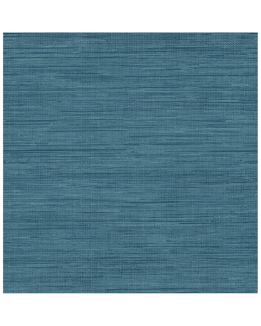 Brewster Sea Grass Blue Faux Grasscloth Wallpaper