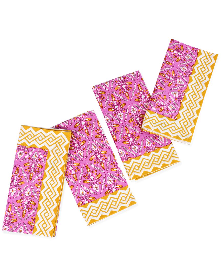 TIRAMISU TIRAMISU SET OF 4 ORCHID LUXE BLOCK PRINT NAPKINS