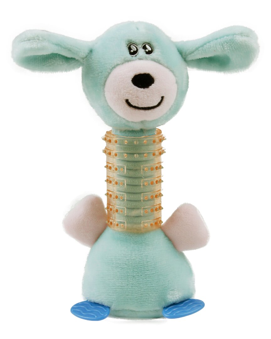 Pet Life Totty Chew Plush And Rubber Squeaking Ne In Blue