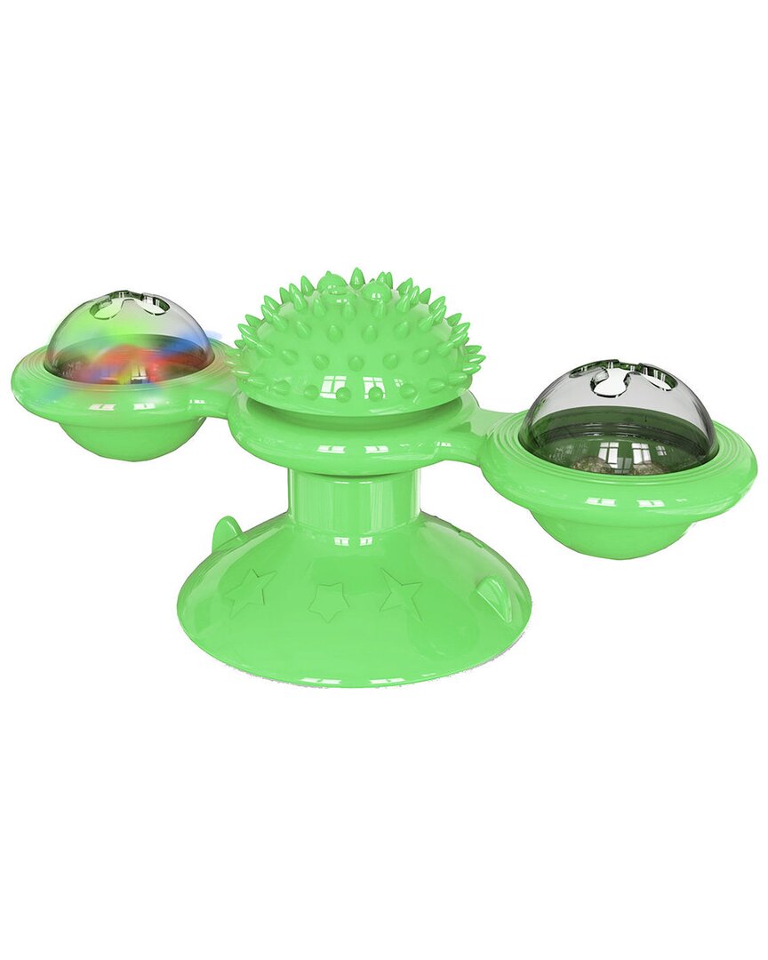 Pet Life Windmill Rotating Suction Cup Spinning Cat Toy In Green
