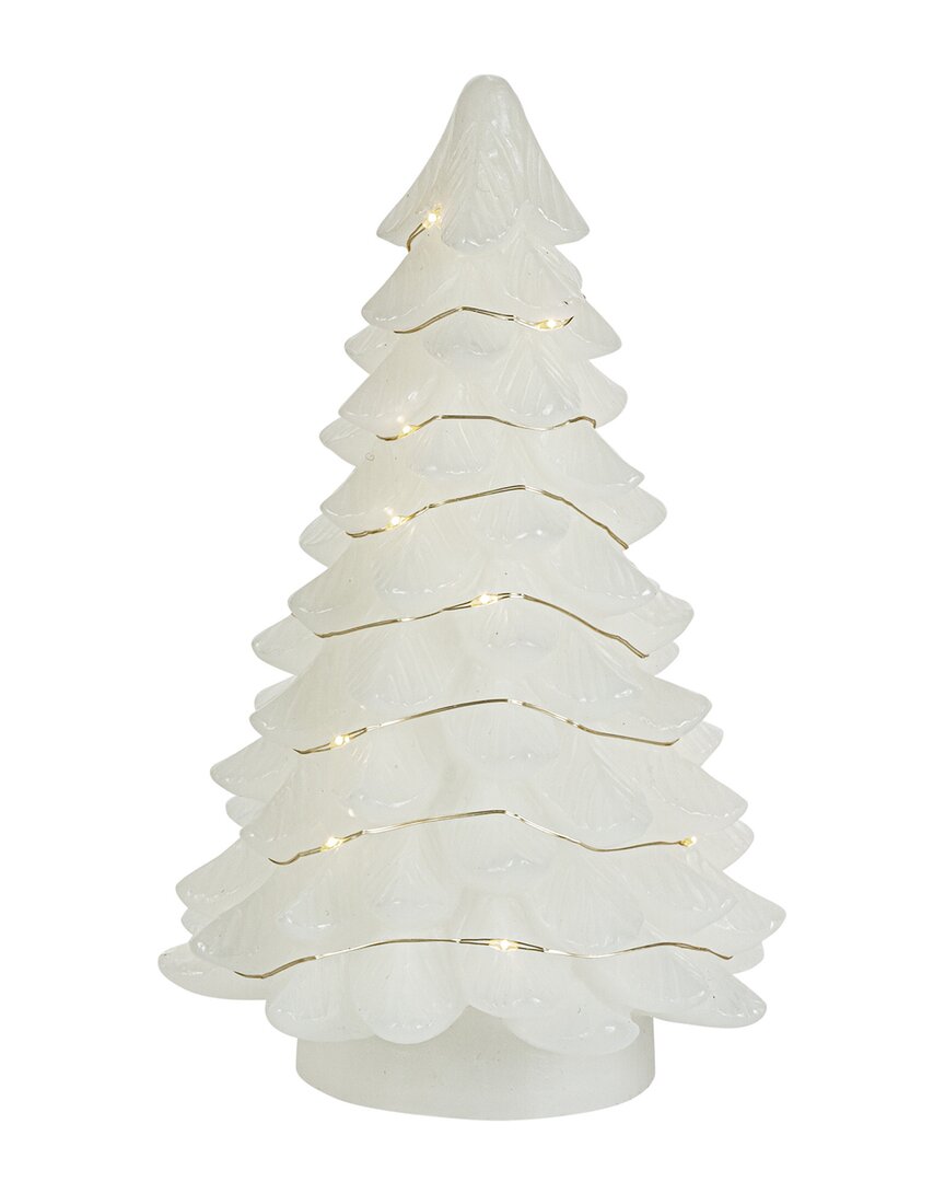 Gerson International Set Of 2 9.05in Lighted White Christmas Tree In Green