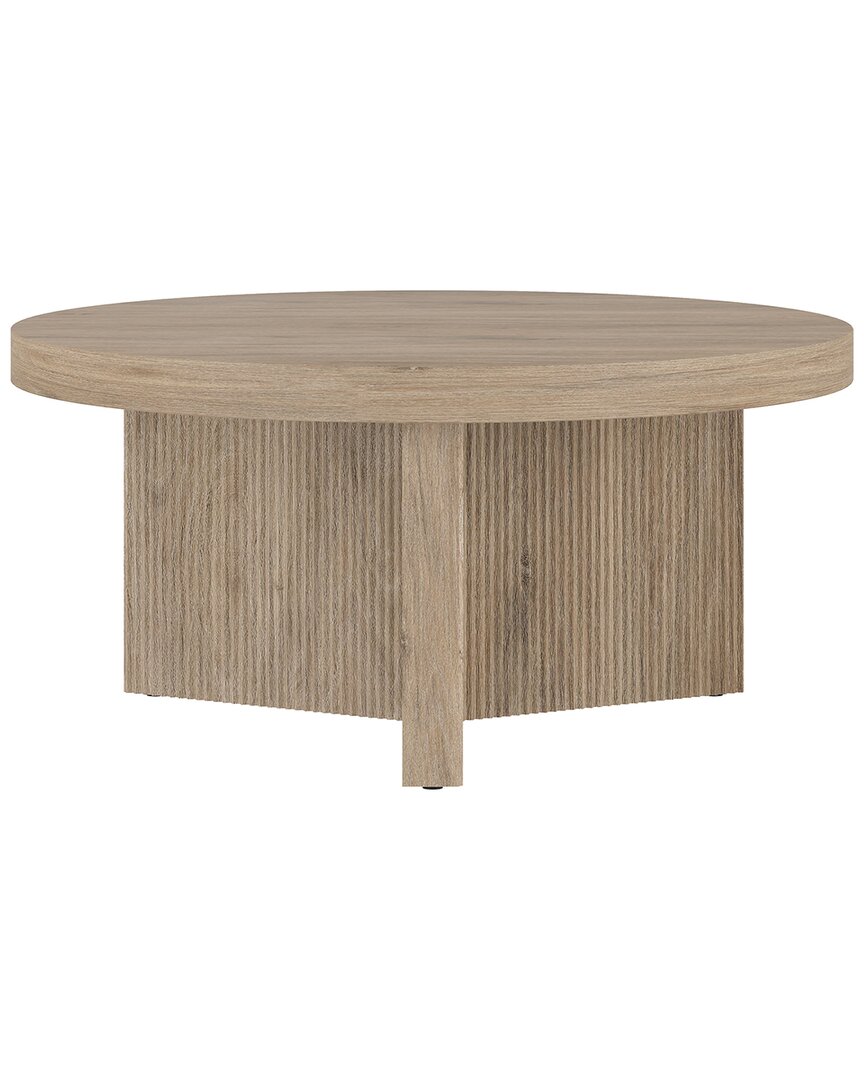 Abraham + Ivy Holm 32 Wide Round Coffee Table In Antiqued Gray
