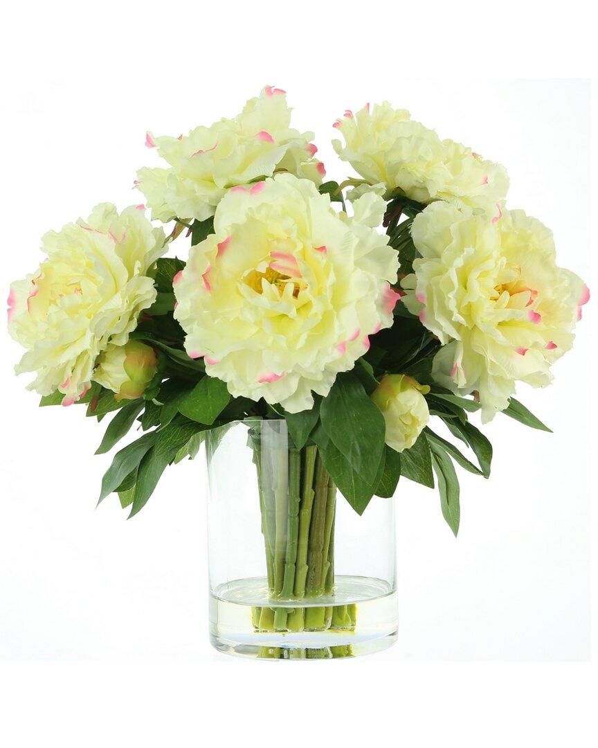 Creative Displays White With Pink Peony Arrangement In Clear Glass Vase