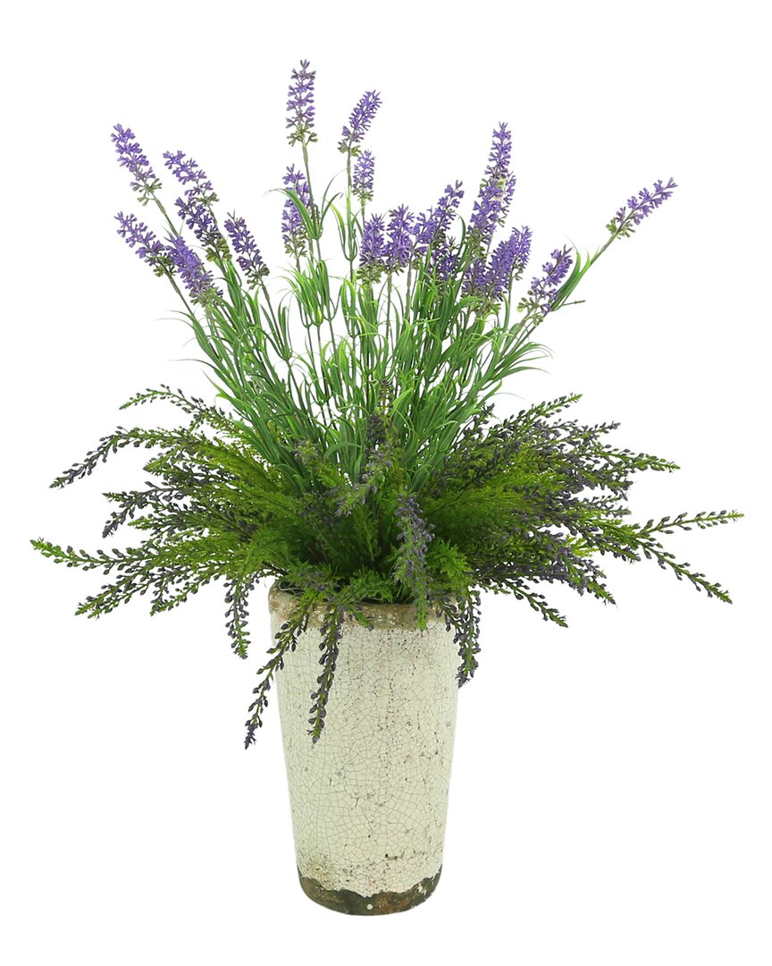 Creative Displays Cedar & Lavender Arrangement In Gray Ceramic Vase In Purple