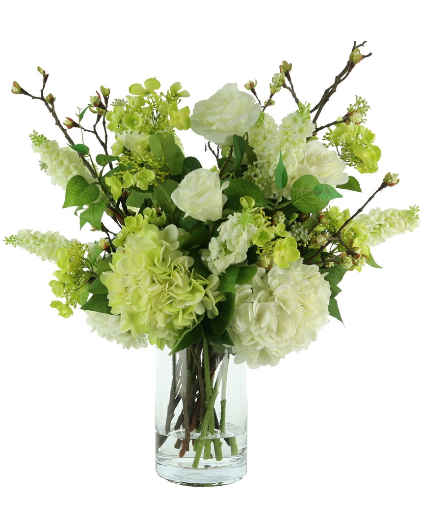 Creative Displays White Rose & Snap Dragon Arrangement In Green