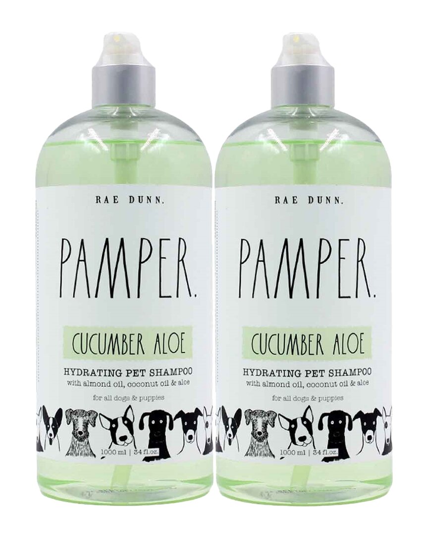 Rae Dunn Pamper. Cucumber Aloe Hydrating Pet Shampoo 2-pack