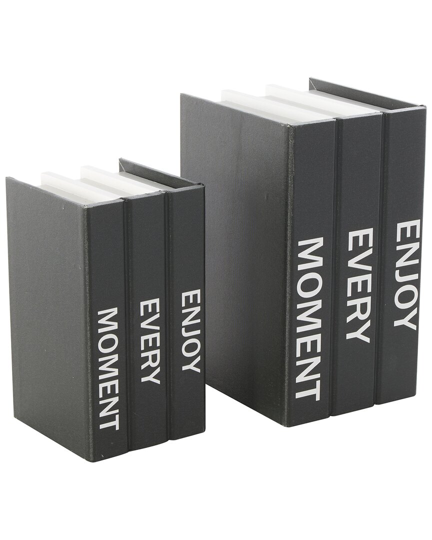 Peyton Lane Set Of 2 Canvas Faux Book Storage Boxes In Black