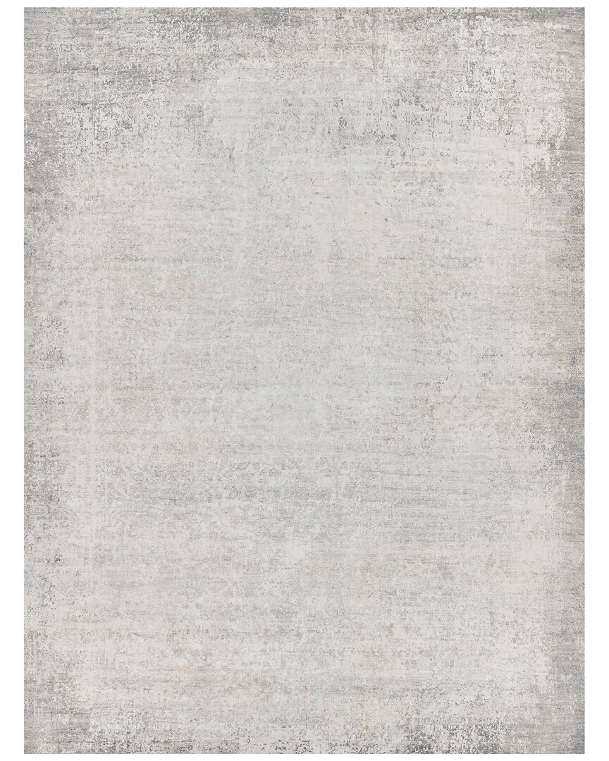 Exquisite Rugs Fine Pure Silk Hand-knotted Silk Rug In Silver