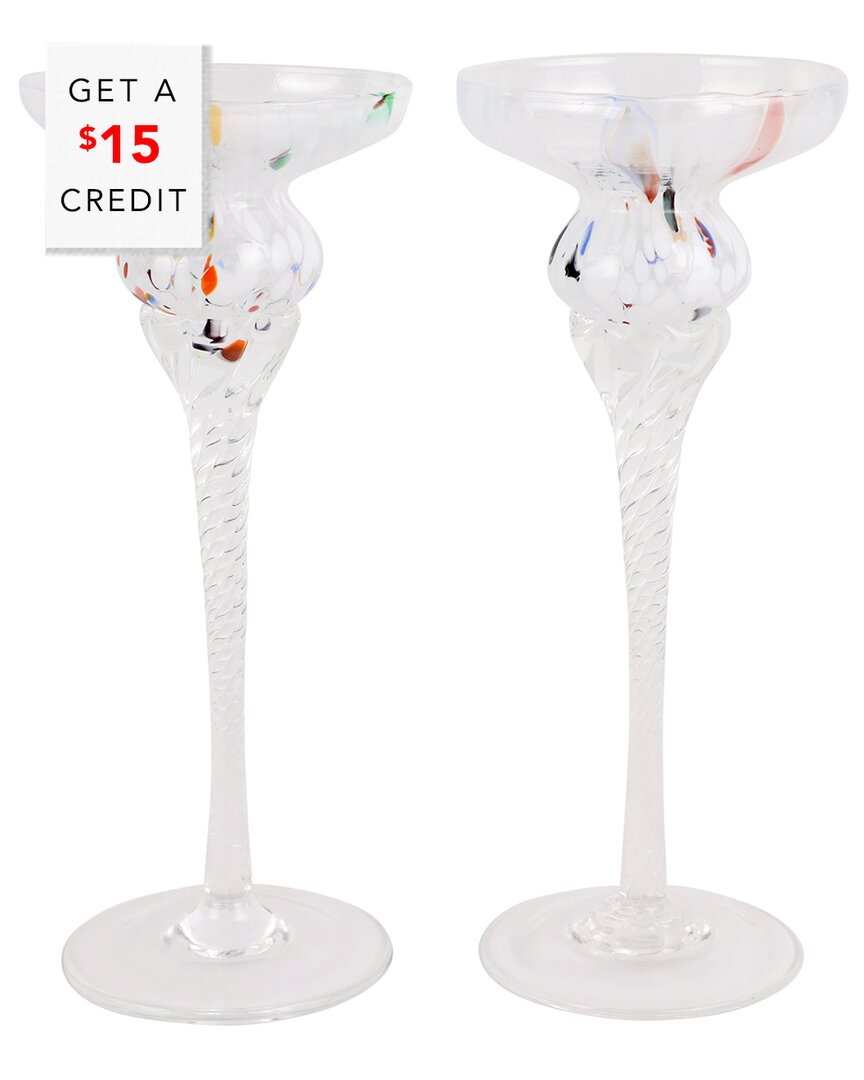 Vietri Chiara Tall Candlesticks, Set Of 2